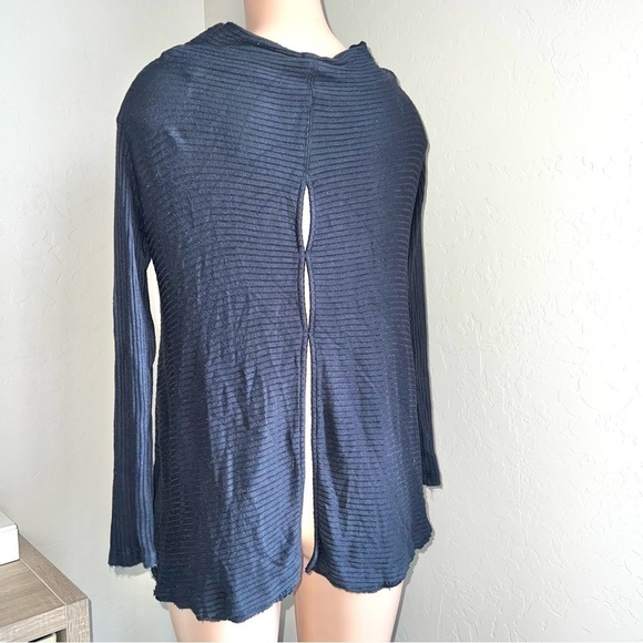 We The Free People Women’s XS Black Robbed Soft Rayon Long Sleeve Knit Top Mock - Picture 3 of 7
